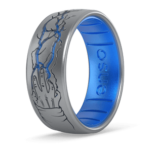 Image of Force Lightning Ring - Bright blue inner ring with silver outer ring.
