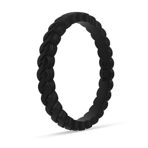 Chain Stackable Silicone Ring - Obsidian