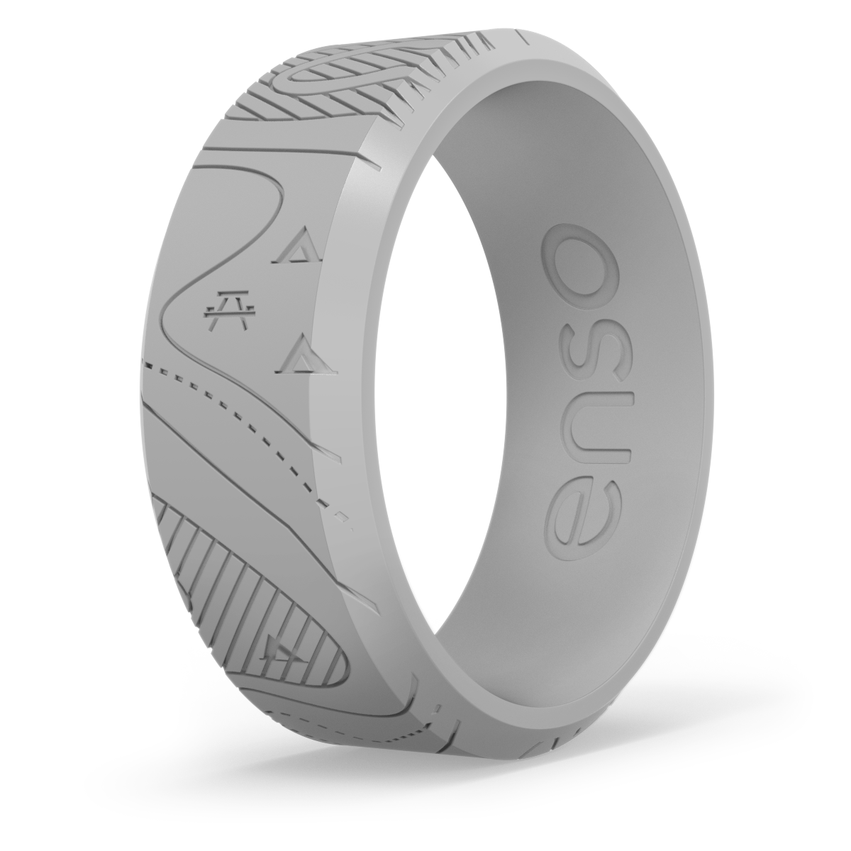 Enso Rings Etched Signature Silicone Rings | Flourish - Platinum | Size 9
