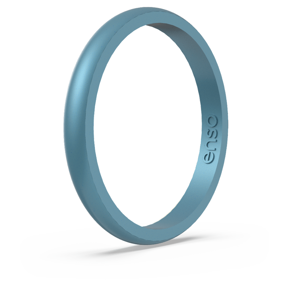 Enso Rings Halo Birthstone Series Silicone Ring - 8 - Blue Topaz