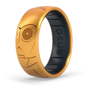 Image of C-3PO™ Ring - Metallic warm golden yellow outer ring etched to reveal a metallic true black inner ring.