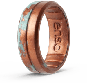 Image of Copper Patina Ring - Swirls of warm orange and blue-green.