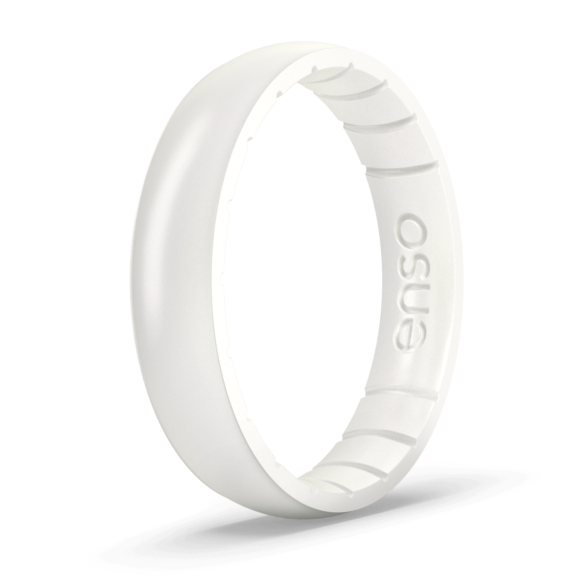 Enso Rings Thin Elements Silicone Ring Infused with Precious Elements - Stackable Wedding Engagement Band - 43mm Wide, 175mm Thick (Pearl, 10)