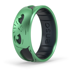 Image of Grogu Ring - Iridescent pale green outer ring etched to reveal a metallic true black inner ring.