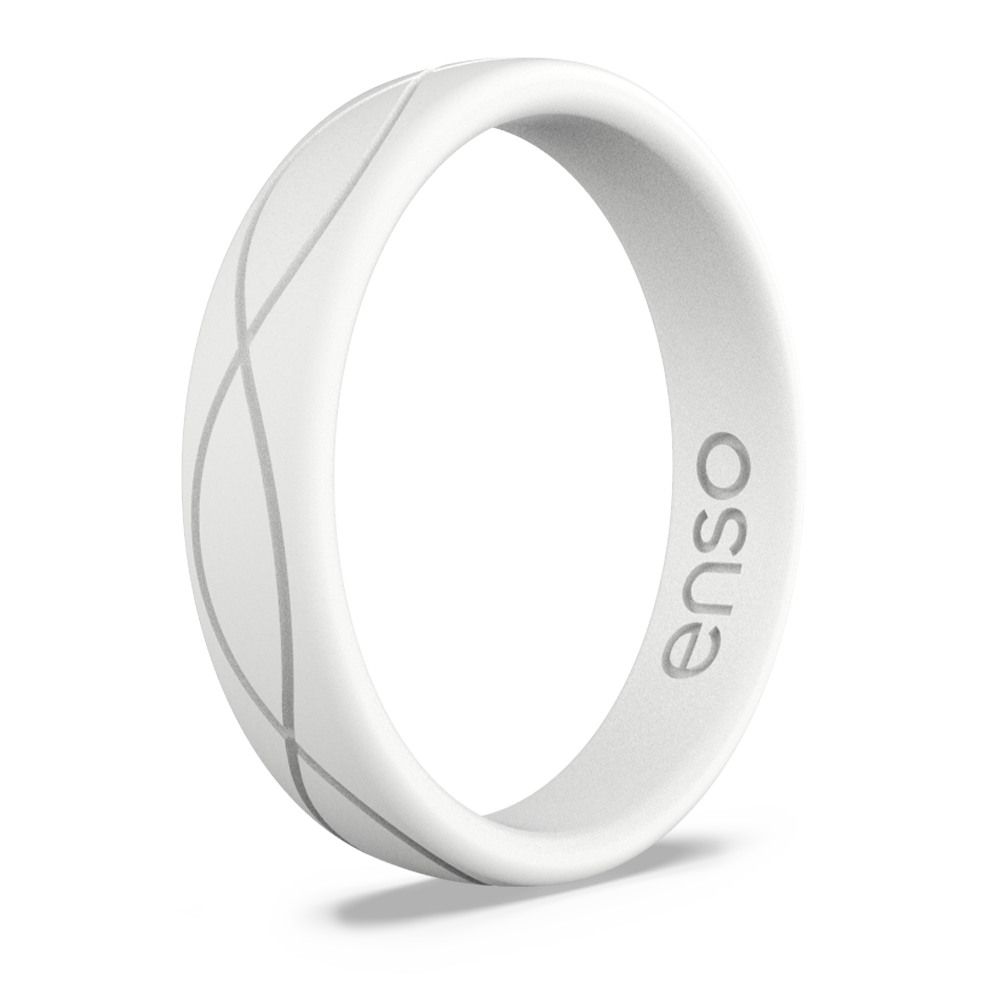 Enso Rings Beaded Stackables Series Silicone Ring - White, Size: 8
