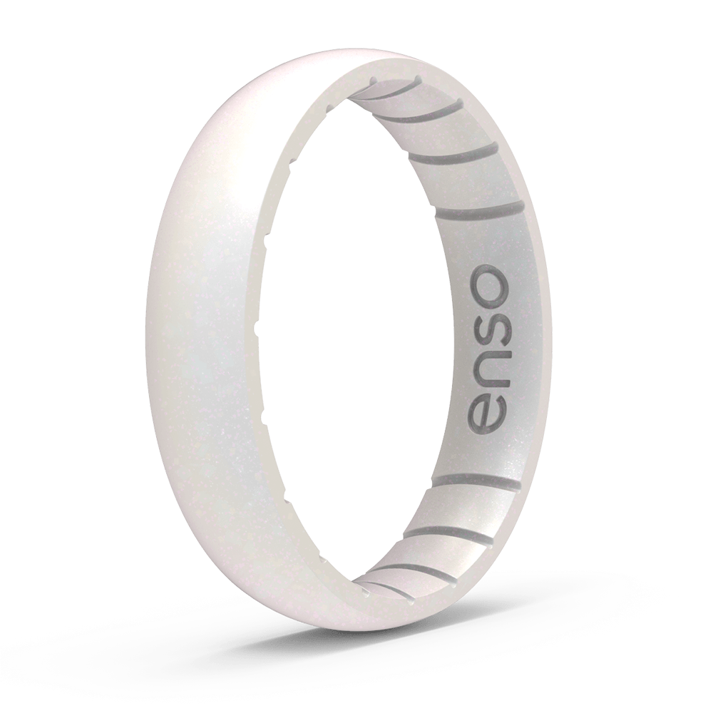 Enso Rings Thin Birthstone Series Silicone Ring - 4 - Opal