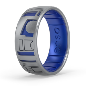 Image of R2D2™ Ring - Metallic silver outer ring etched to reveal an iridescent vibrant dark blue inner ring.