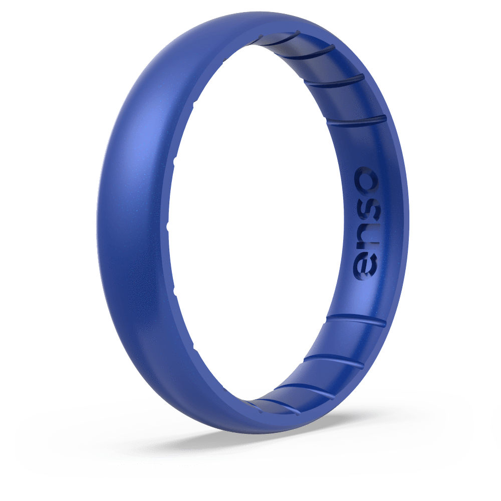 Thin Birthstone Silicone Ring in Blue Sapphire Rubber Silicon Band