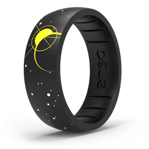 Image of Eclipse Ring - Black with a white and yellow design.