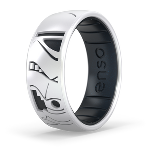 Image of Stormtrooper Ring - Bright, clean white outer ring with hints of shimmer etched to reveal a metallic true black inner ring.