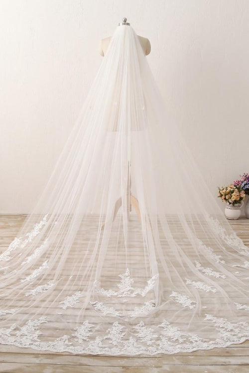 ivory long wedding veil