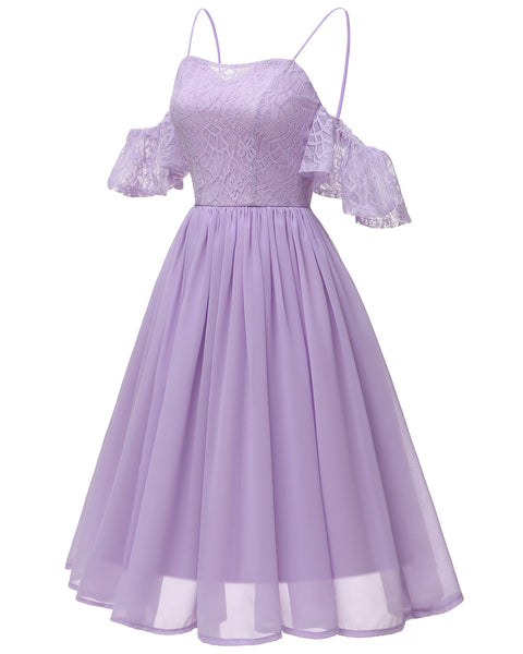 Lace&Chiffon Short Bridesmaid Dress Off-the-shoulder – loveangeldress