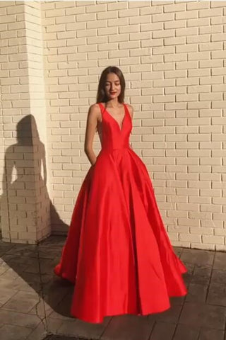 satin red gown