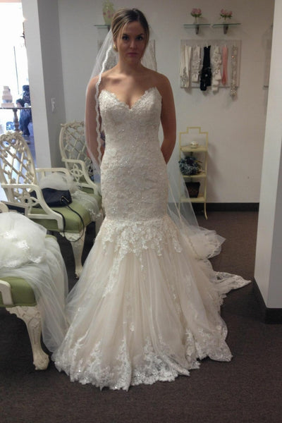 Beaded Appliques Lace Mermaid Wedding Dresses with Tulle Skirt ...