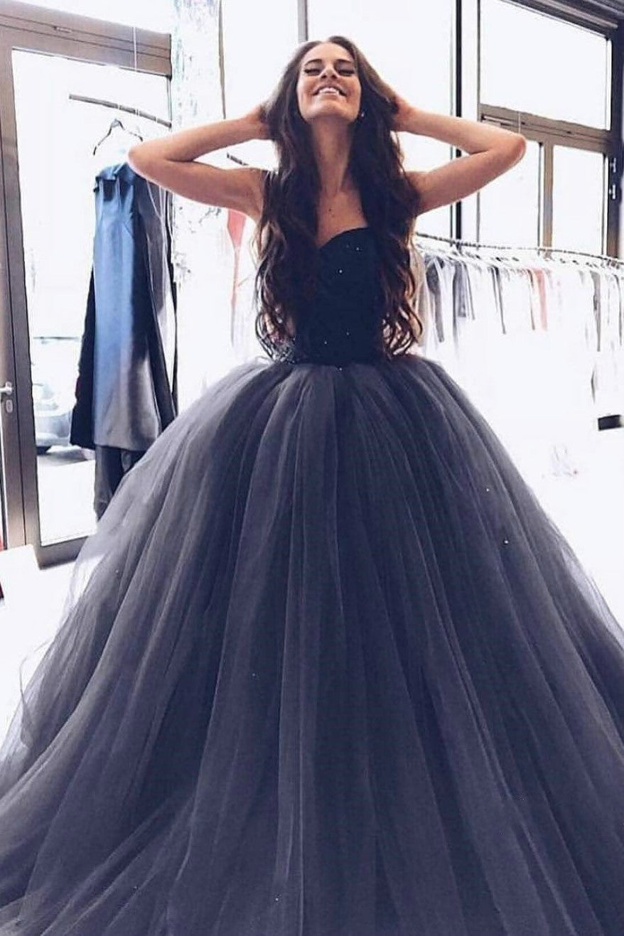 Beaded Sweetheart Corset Ball Gown Prom Dress with Tulle Skirt ...
