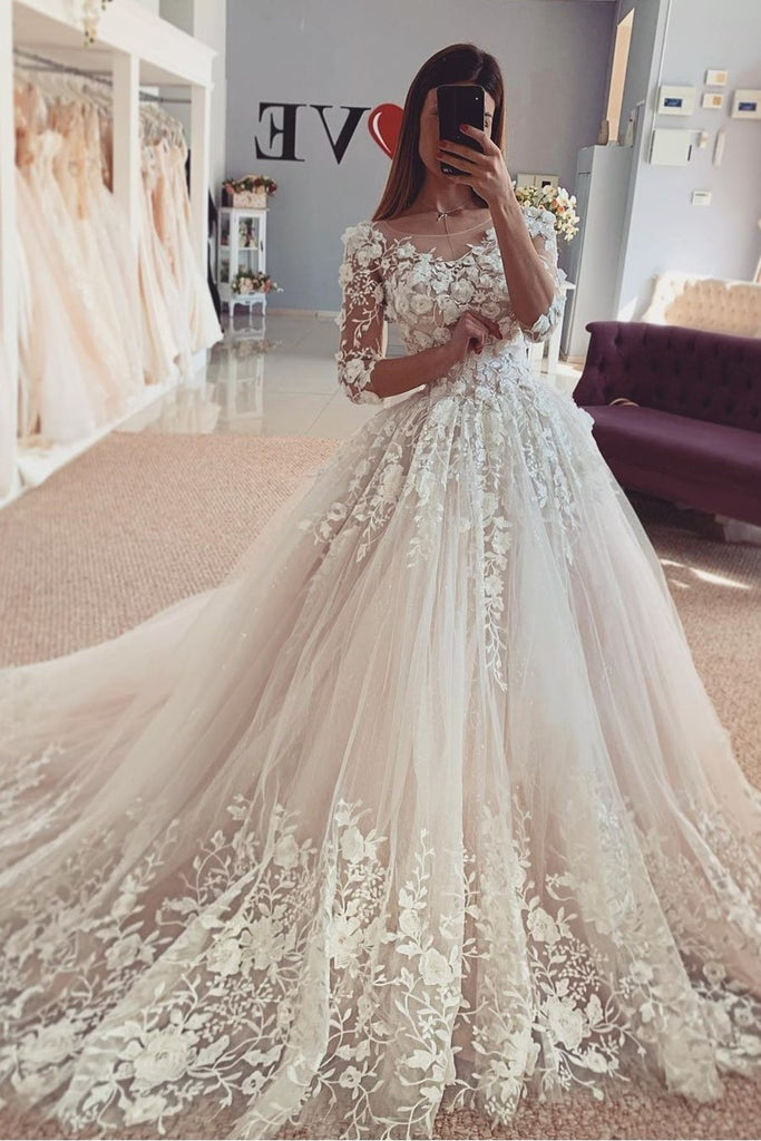 lace floral wedding dress