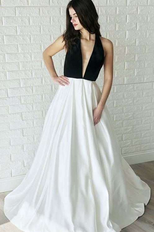 black halter wedding dress