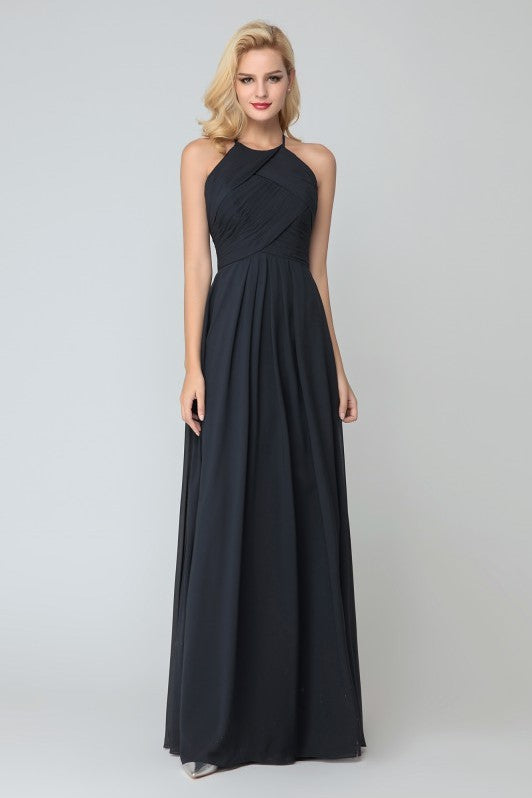 chiffon halter bridesmaid dress