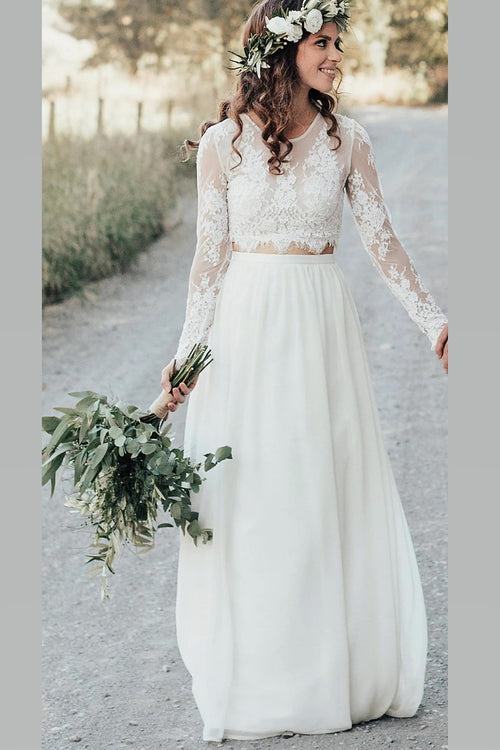 2 piece wedding dress long sleeve