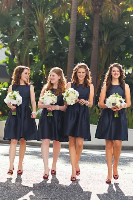 navy bridesmaid dress short