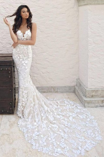 floral mermaid wedding dress