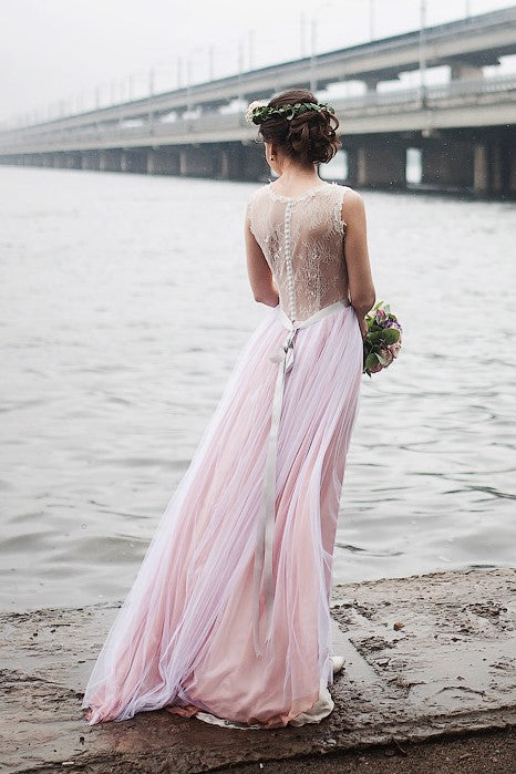 pink beach wedding dresses