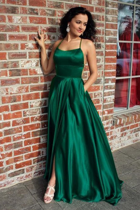 Long Green Prom Evening Dress with Lace-up Back – loveangeldress