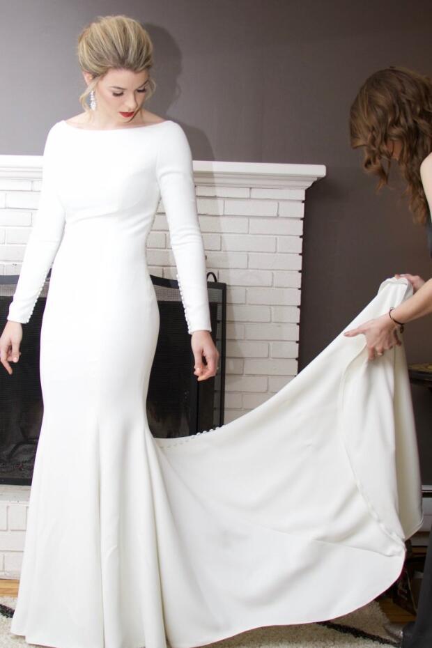 mermaid with sleeves wedding dress