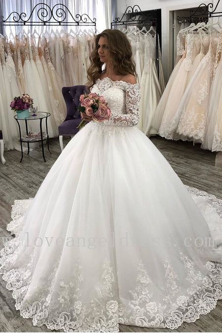 Cap Sleeves Lace Wedding Dress with Transparent Neckline – loveangeldress