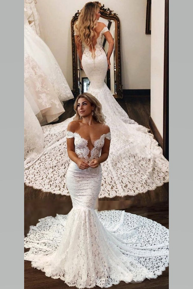 mermaid wedding dress off the shoulder