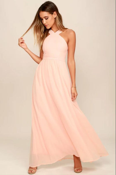 Peach Chiffon Bridesmaid Dresses Long Maxi Dress – loveangeldress