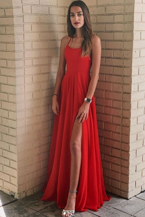 red long dress with slit