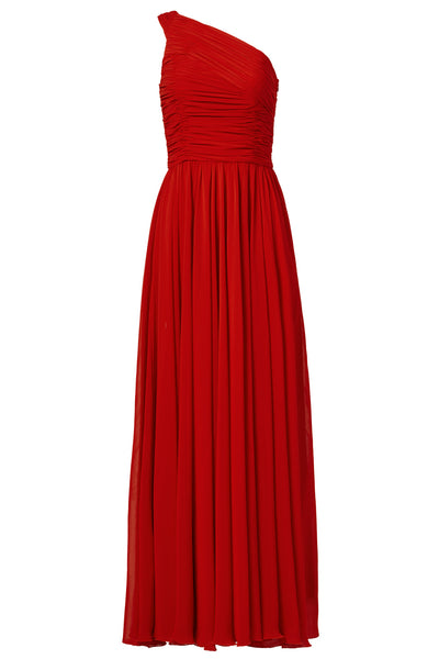 Ruching One-shoulder Red Long Dress for Prom Vestido de formatura ...