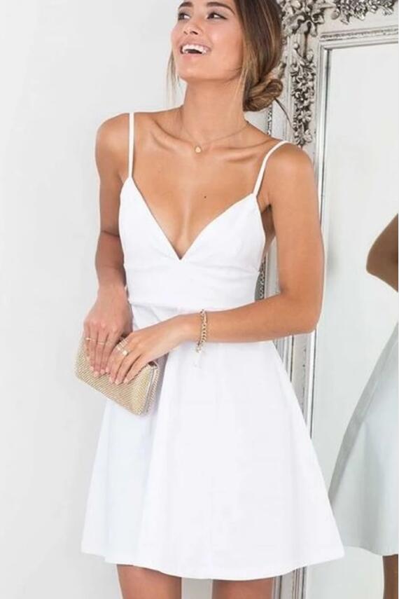 white dress thin straps