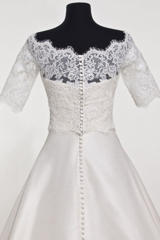 Scalloped Eyelash Lace Wedding Topper Bridal Jacket with Sleeves ...