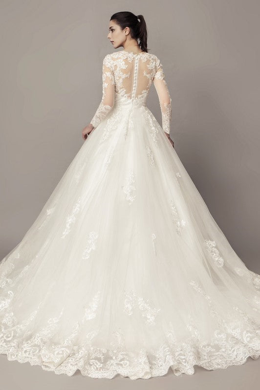 wedding ball gown with train