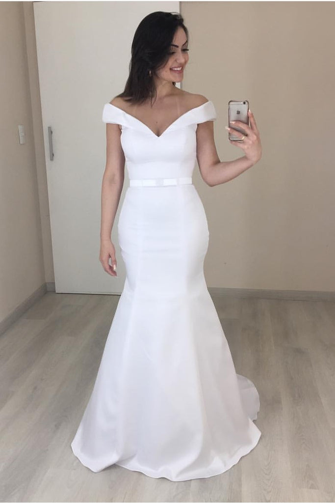 simple satin mermaid wedding dress