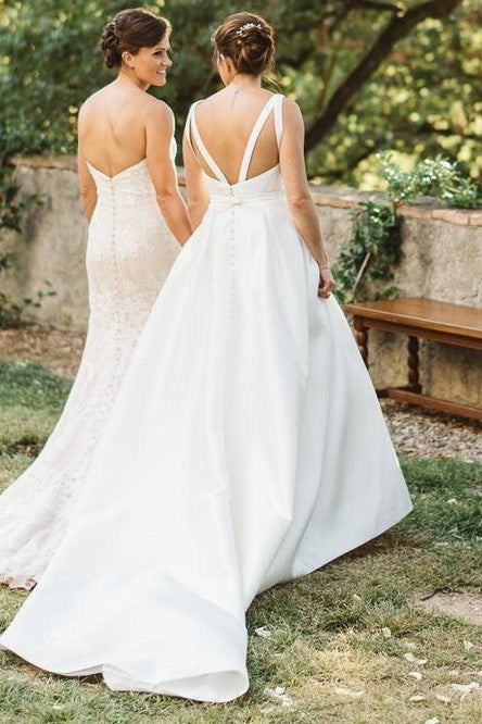 outdoor wedding and dress train