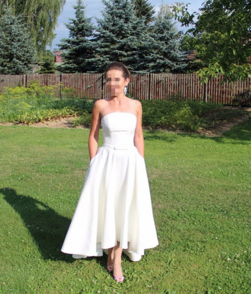 strapless high low wedding dress