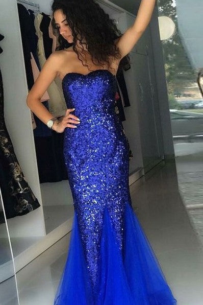 strapless sequin prom dress