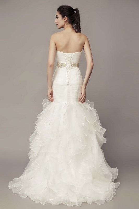 Sweetheart Corset Mermaid Wedding Gown with Ruffles Organza Skirt ...