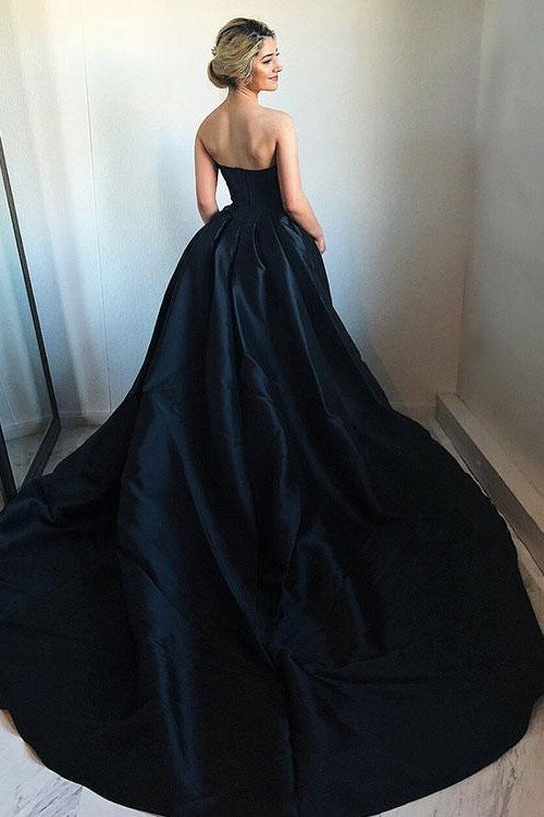 black ball gown with train