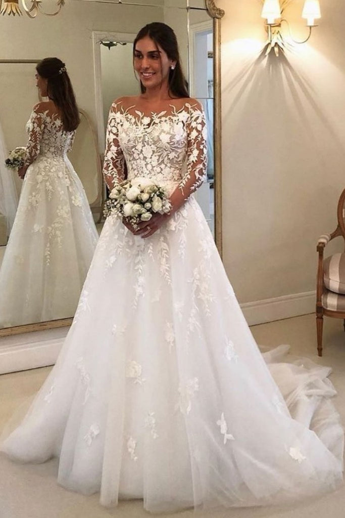 lace bridal gowns with sleeves