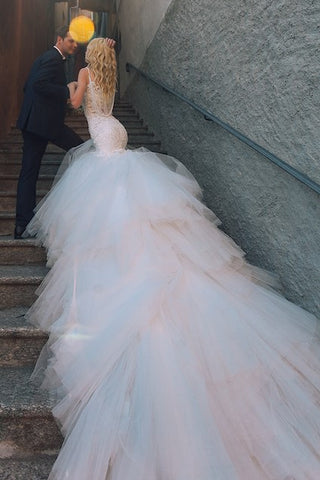 mermaid dresses with long train