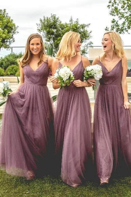mauve bridesmaid dresses long