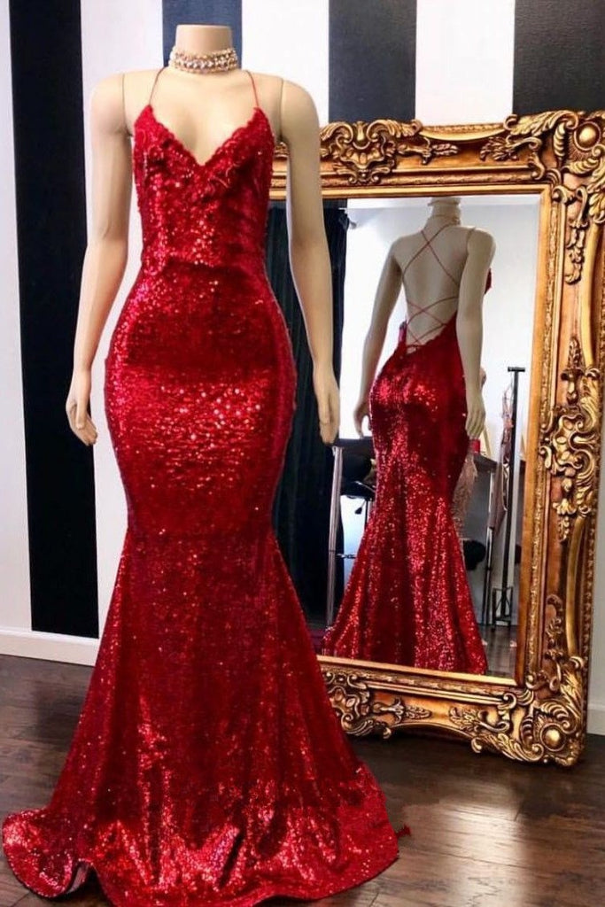 red prom dress with diamonds