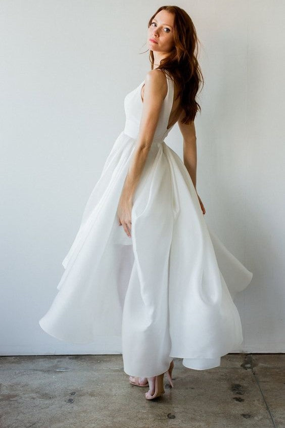 v-neckline-taffeta-short-wedding-dress-with-asymmetric-hem-loveangeldress