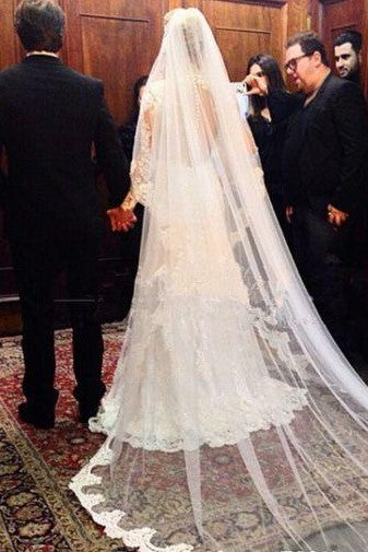 Vintage Lace Wedding Dress with Sheer Long Sleeves – loveangeldress