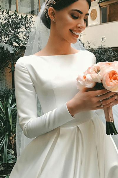 wedding dress short long sleeve