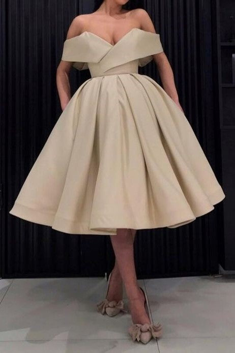 Wide Off-the-shoulder Prom Dress Short Satin Skirt – loveangeldress